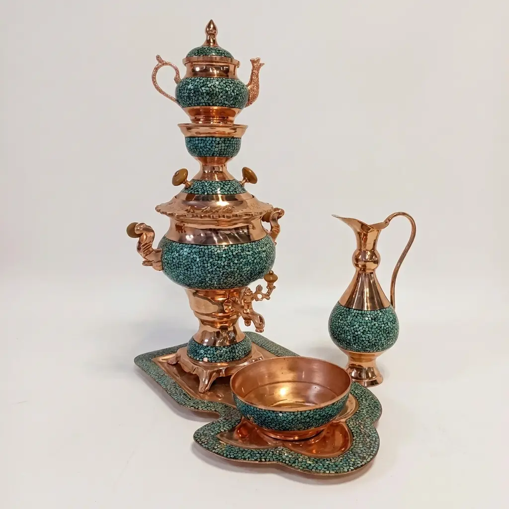 سماور مسی فیروزه کوبی