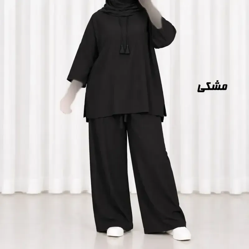ست بلوز شلوار زنانه بیرونی جنس آیوا فری سایز مناسب تا سایز 50 چهارفصل