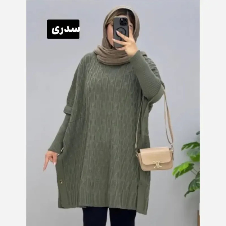 مانتو پانچ بافت ترنج فری سایز 40 تا 54