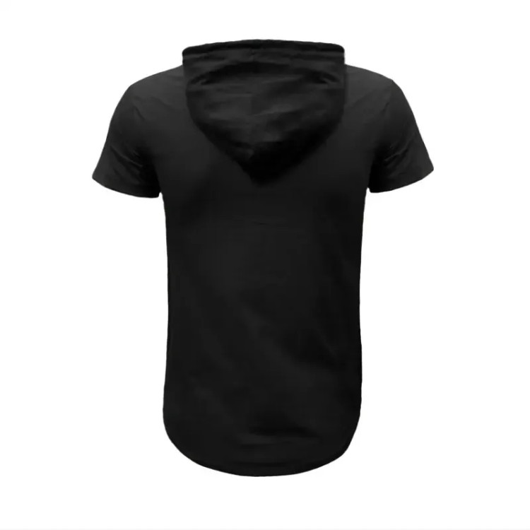 تیشرت کلاه دار مردانه آستین کوتاه نخی طرح cfc رنگ مشکی سایز L XL XXL