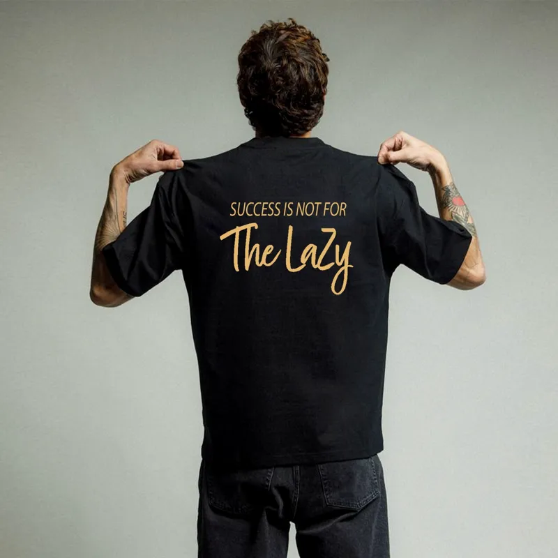 تیشرت آستین کوتاه مشکی مردانه طرح The lazy پنبه سوپر