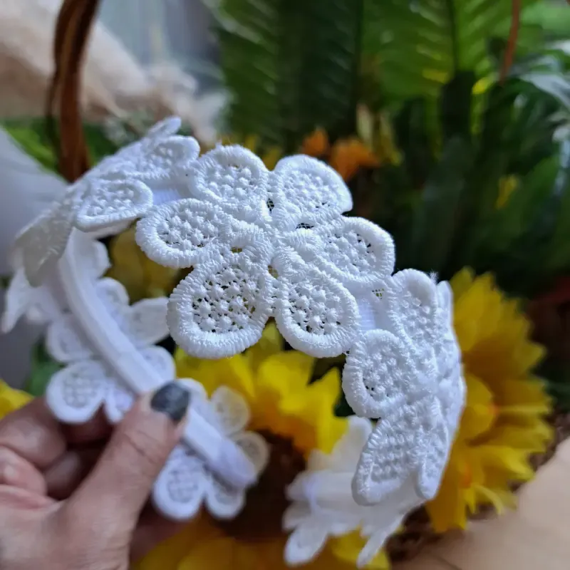 تل مجلسی گیپور سه بعدی گلدار زنانه سفید کرم بادمجانی زرشکی