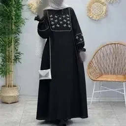 عبا گلدوزی پاپیونی مناسب شیردهی الیزه مشکی