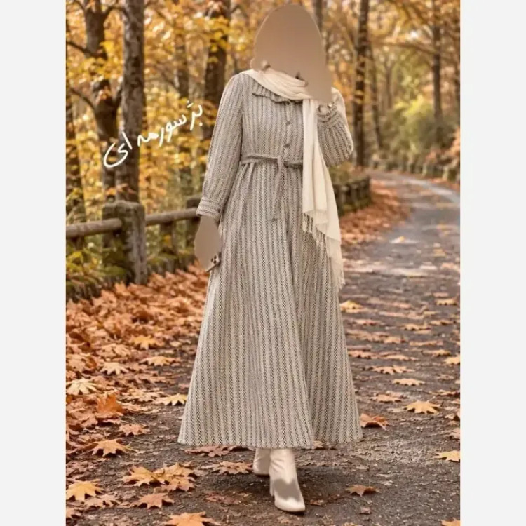 کفتان پیردوپل پشمی پاییزه و زمستانه فری سایز کمربنددار