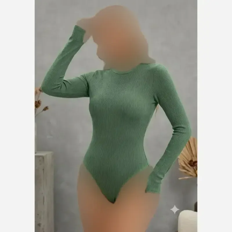 بادی یقه گرد زنانه جنس پنبه کبریتی فری سایز
