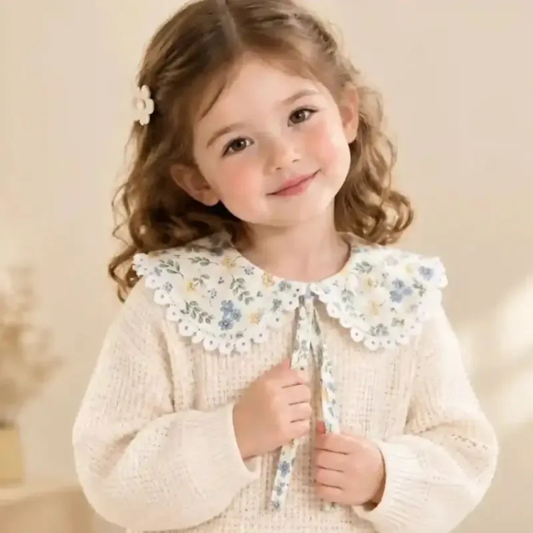 بلوز گپ یقه ب گلدار دخترانه بافت مجلسی