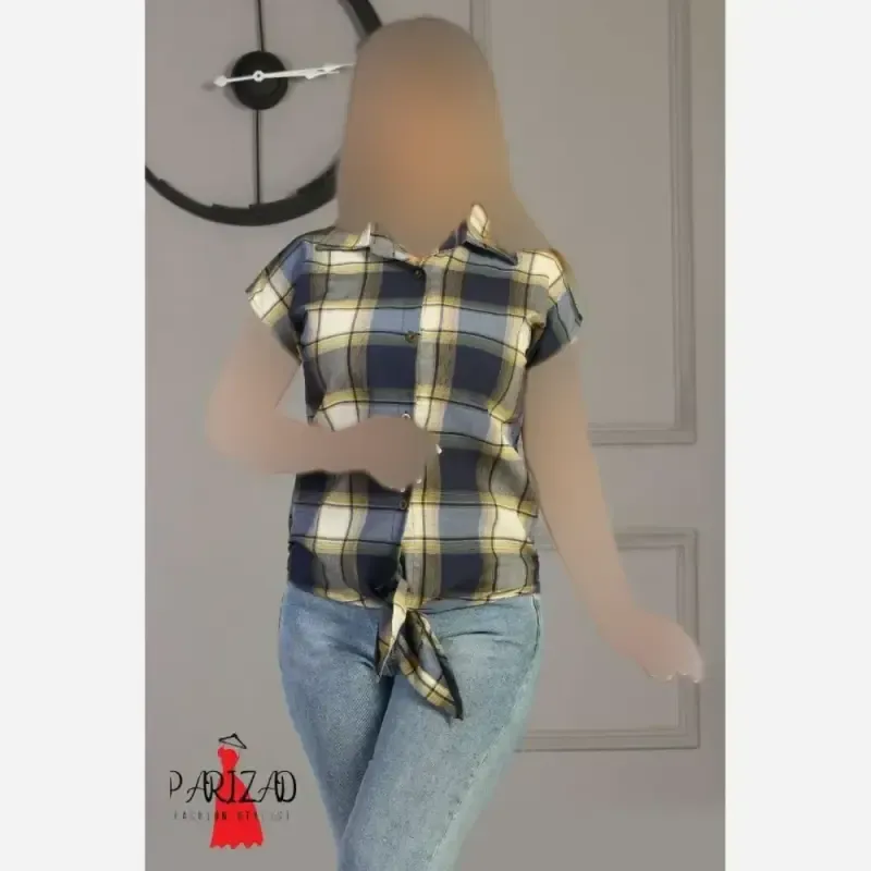 شومیز گرهی زنانه نخی چهارفصل سایز لارج و ایکس لارج