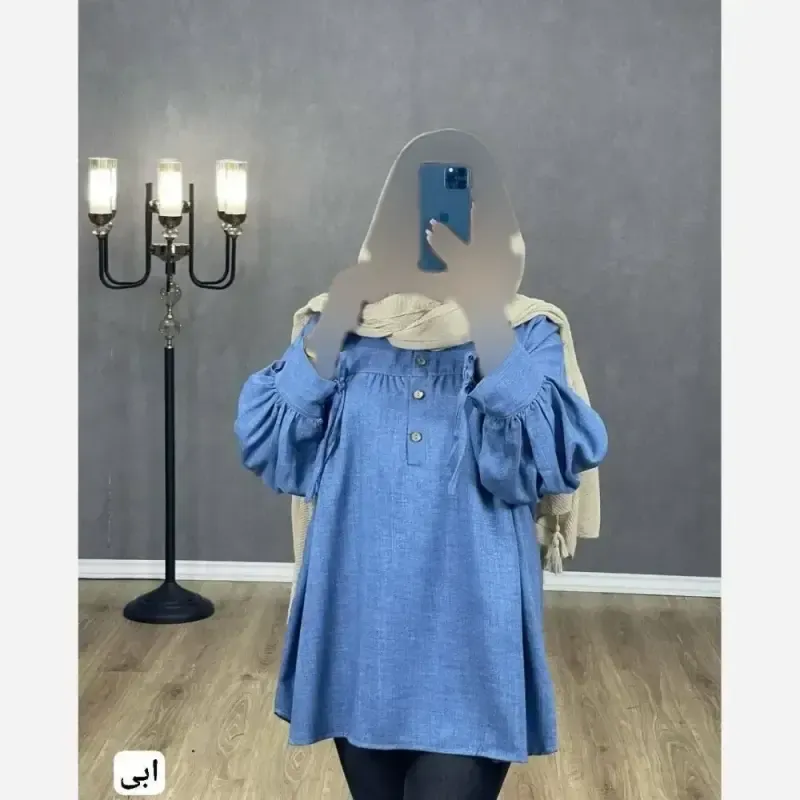 مانتو اسپرت عروسکی چیندار آستین بندی جنس شانتون فری سایز رنگ سبز و آبی