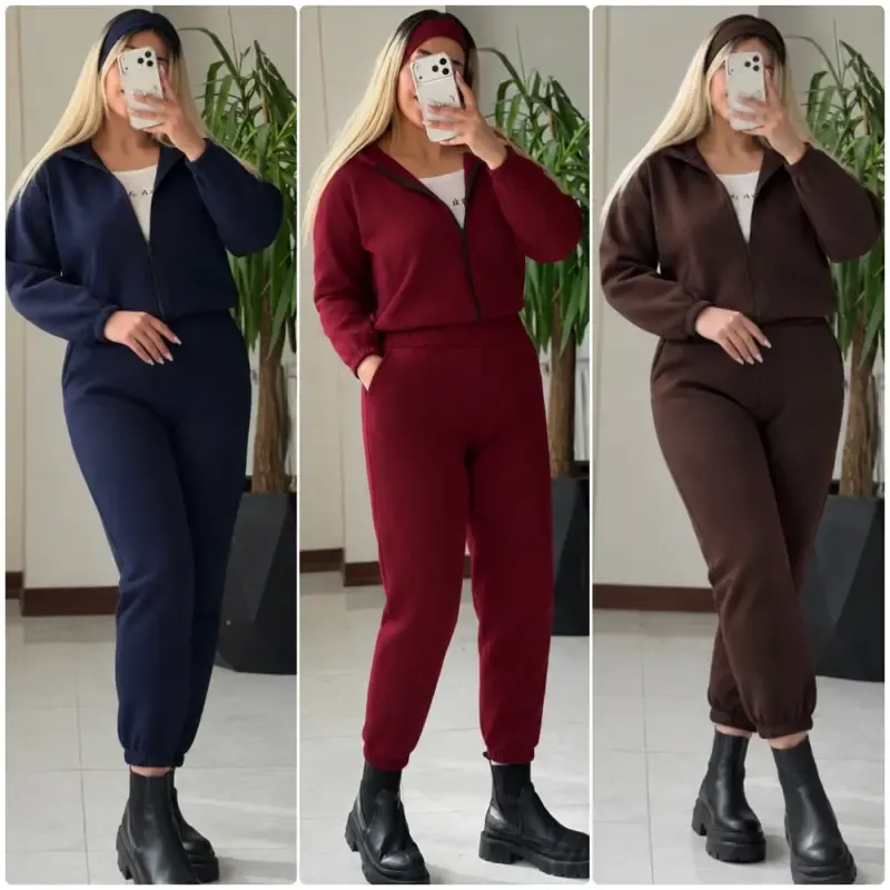ست سه تیکه سویشرت کراپ و شلوار دورس پنبه تو کرکی مدل انجل سایز 36 تا 46